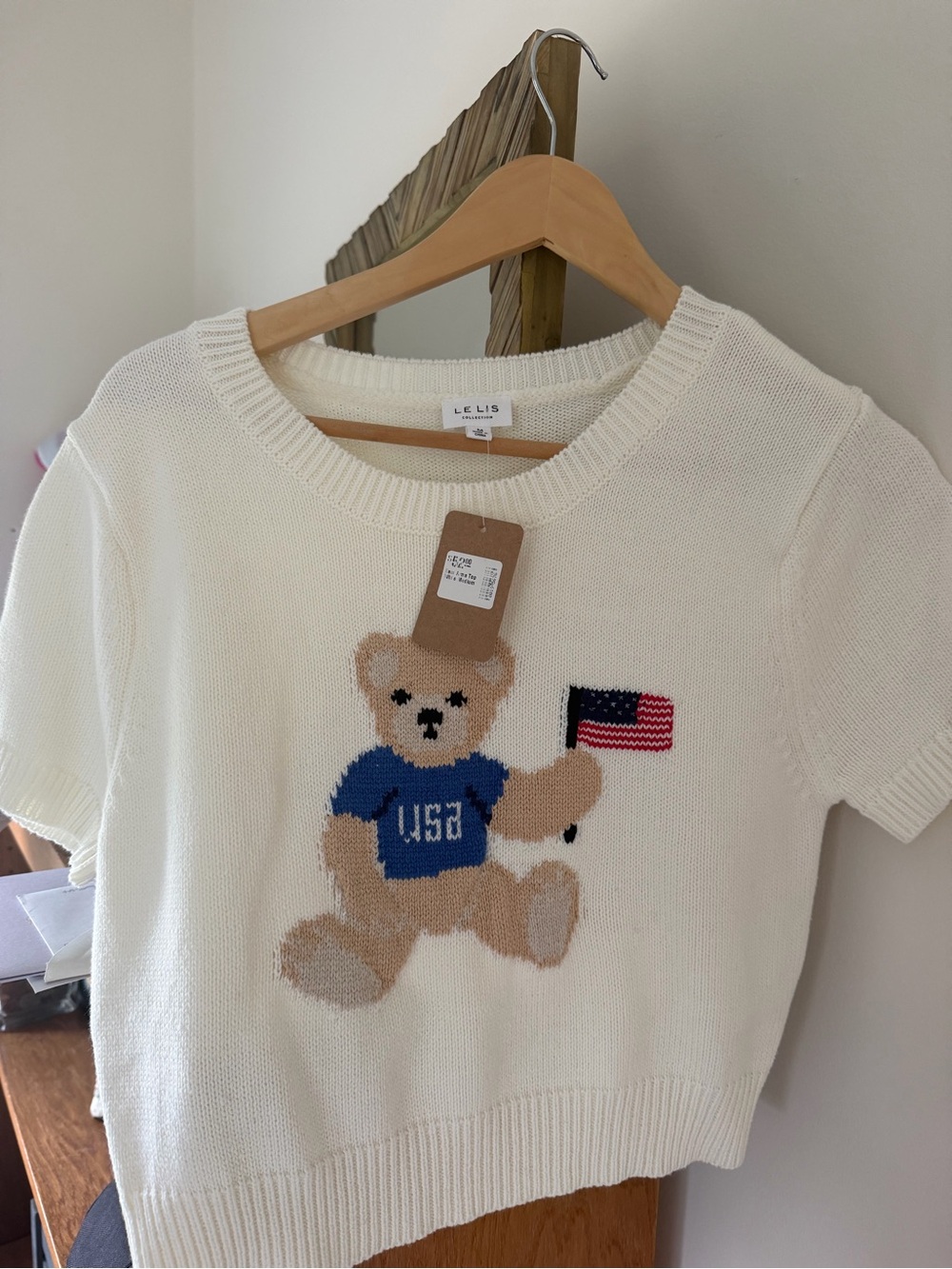NWT Cropped Knit Bear Top